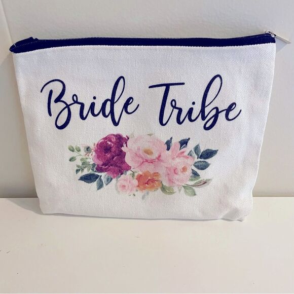 Bride Tribe Makeup Case Pouch‎ zipper bag PLUS Beauty Supplies - Bridesmaid gift - Picture 1 of 9